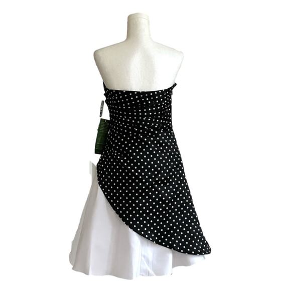 Onyx Nite Dress Black White Polka Dot Strapless Tulle Fit Flare Prom Size 3/4 - Picture 4 of 12